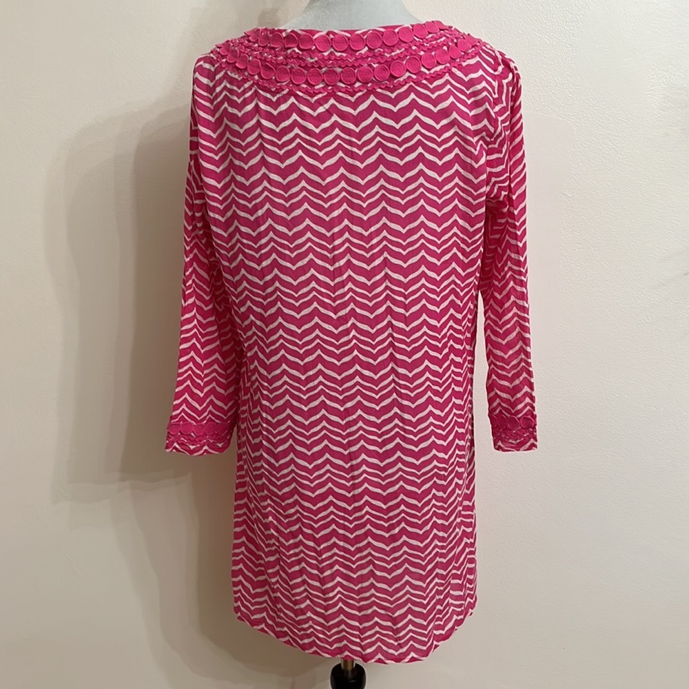 Vineyard Vines Chevron Print Tunic Cover Up Bright Pink - Picture 4 of 6